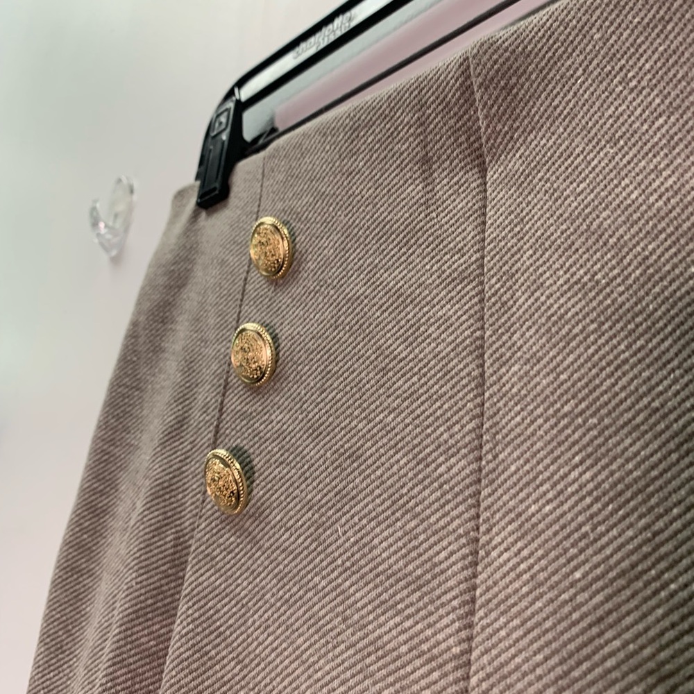 Zara NWT Taupe Wide-Leg High-Waist Pants with Gold Buttons ref 3644/198 office L - Picture 3 of 10